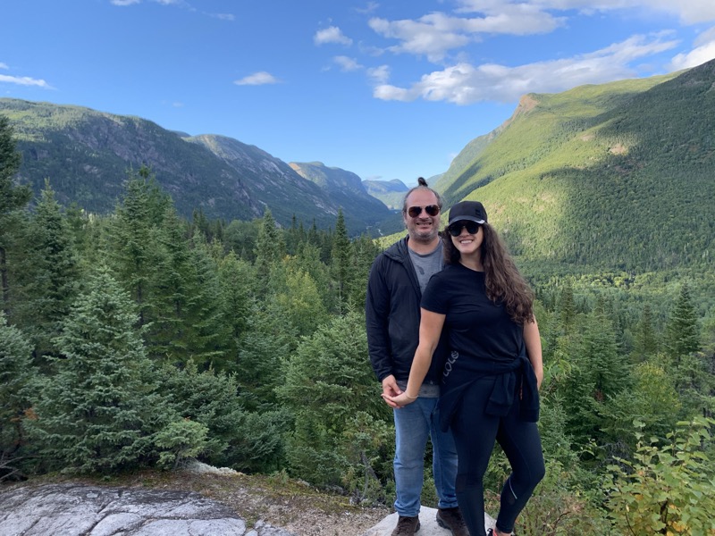Ali and Gab hiking in the Canadian mountains