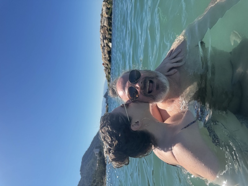 Ali and Gab swimming in the ocean