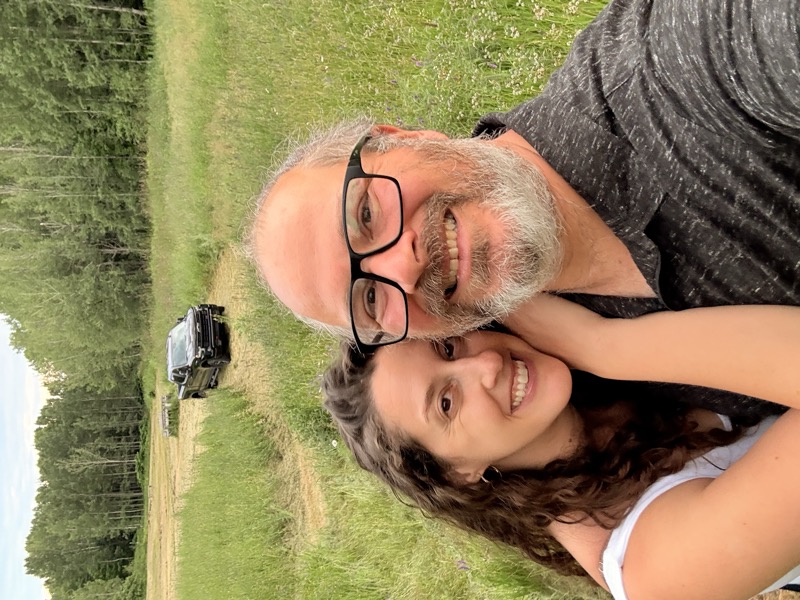 Ali and Gab in a green field